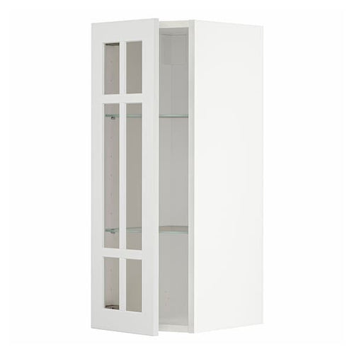METOD - Wall cabinet w shelves/glass door, white/Stensund white, 30x80 cm