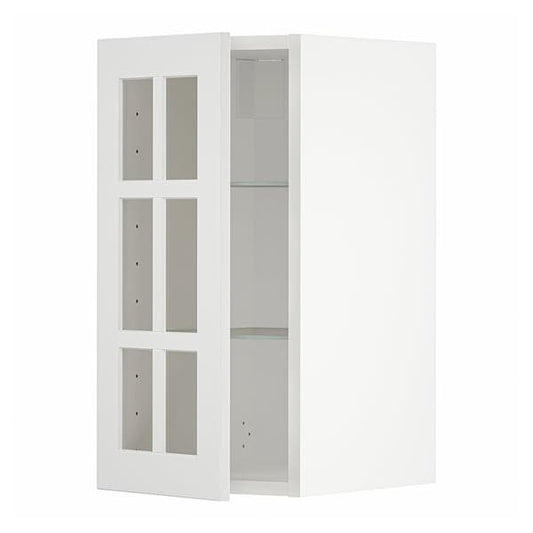 Ikea METOD - Wall cabinet w shelves/glass door, white/Stensund white, 30x60 cm