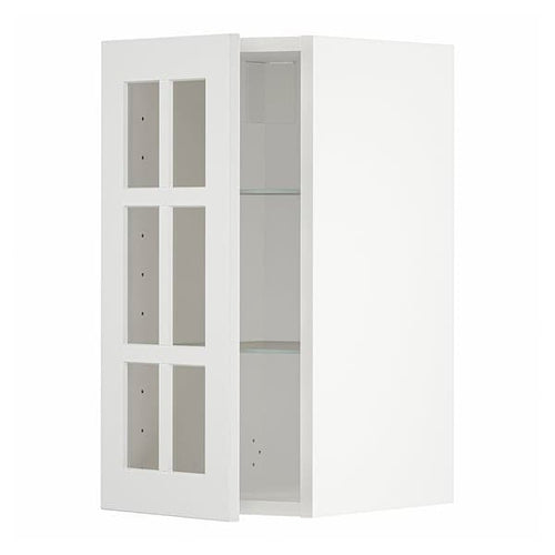 METOD - Wall cabinet w shelves/glass door, white/Stensund white, 30x60 cm
