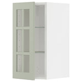 METOD wall cabinet w shelves/glass door, white/Stensund light green, 30x60 cm