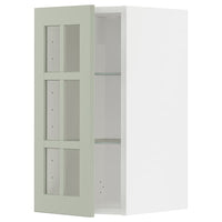 METOD wall cabinet w shelves/glass door, white/Stensund light green, 30x60 cm