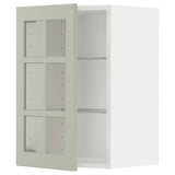 METOD wall cabinet w shelves/glass door, white/Stensund light green, 40x60 cm