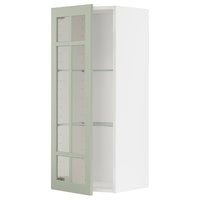 METOD wall cabinet w shelves/glass door, white/Stensund light green, 40x100 cm