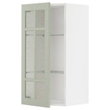 METOD wall cabinet w shelves/glass door, white/Stensund light green, 40x80 cm