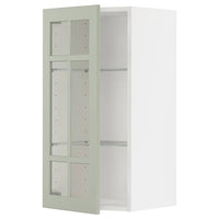 METOD wall cabinet w shelves/glass door, white/Stensund light green, 40x80 cm