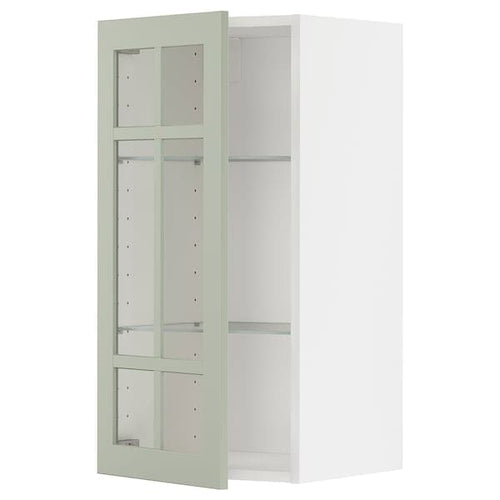 METOD - Wall cabinet w shelves/glass door, white/Stensund light green, 40x80 cm
