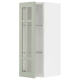 METOD wall cabinet w shelves/glass door, white/Stensund light green, 30x80 cm