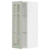 METOD wall cabinet w shelves/glass door, white/Stensund light green, 30x80 cm