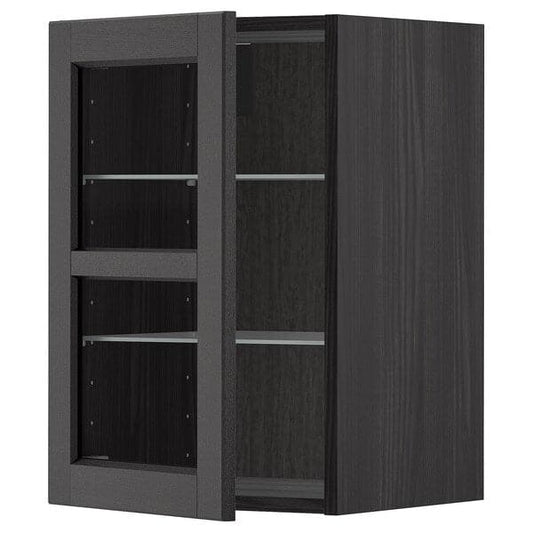 Ikea METOD - Wall cabinet w shelves/glass door, black/Lerhyttan black stained, 40x60 cm