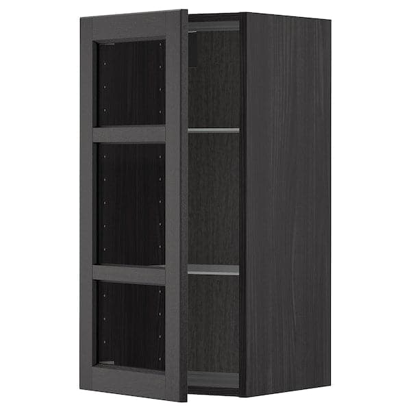 Ikea METOD - Wall cabinet w shelves/glass door, black/Lerhyttan black stained, 40x80 cm