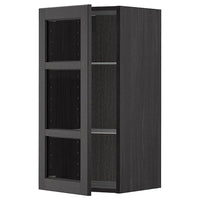 METOD - Wall cabinet w shelves/glass door, black/Lerhyttan black stained, 40x80 cm - best price from Maltashopper.com 39463985