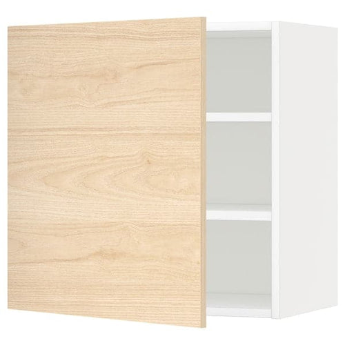 METOD - Wall cabinet with shelves, white/Askersund light ash effect, 60x60 cm