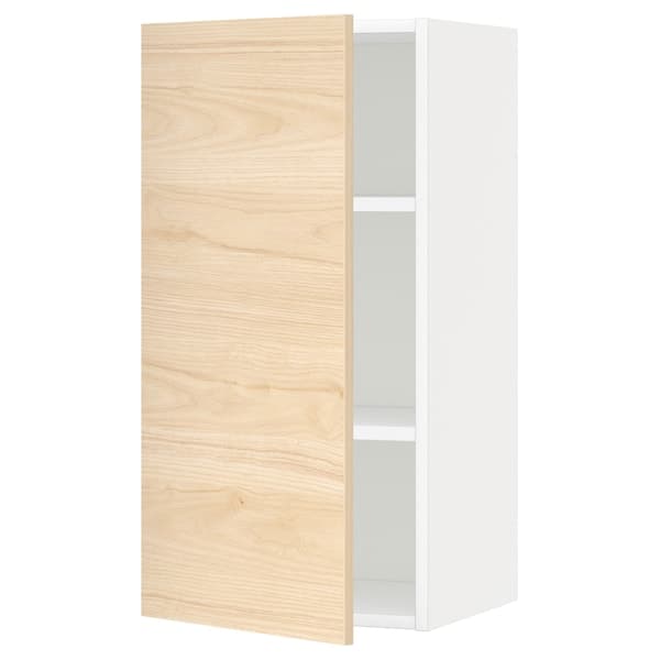 METOD - Wall cabinet with shelves, white/Askersund light ash effect, 40x80 cm - best price from Maltashopper.com 89456727