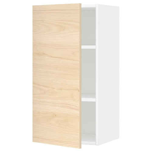 METOD - Wall cabinet with shelves, white/Askersund light ash effect, 40x80 cm