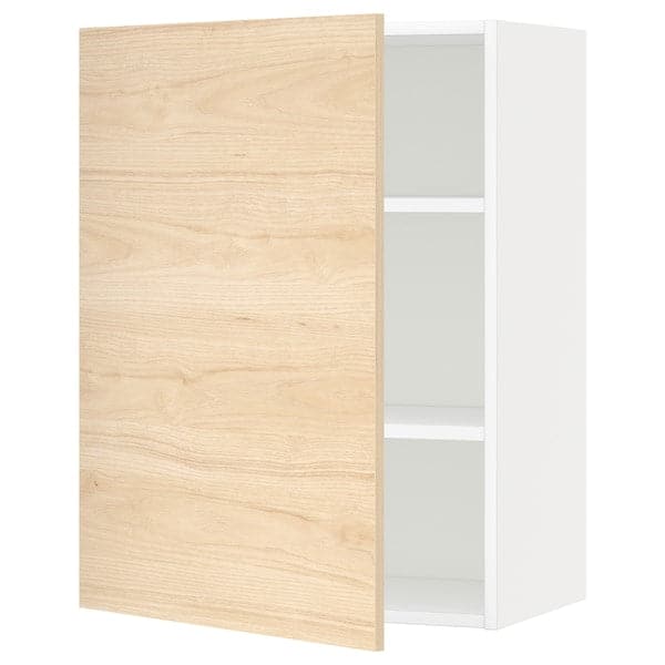 METOD - Wall cabinet with shelves, white/Askersund light ash effect, 60x80 cm