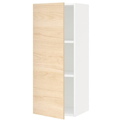 METOD - Wall cabinet with shelves, white/Askersund light ash effect, 40x100 cm