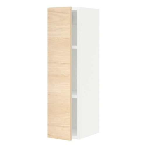 METOD - Wall cabinet with shelves, white/Askersund light ash effect, 20x80 cm