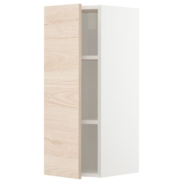 METOD - Wall cabinet with shelves, white/Askersund light ash effect, 30x80 cm - best price from Maltashopper.com 39461364