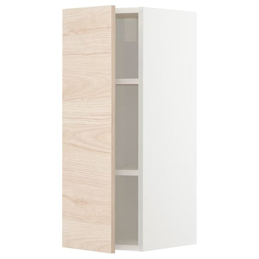 METOD - Wall cabinet with shelves, white/Askersund light ash effect, 30x80 cm - best price from Maltashopper.com 39461364