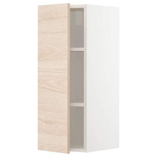 METOD - Wall cabinet with shelves, white/Askersund light ash effect, 30x80 cm