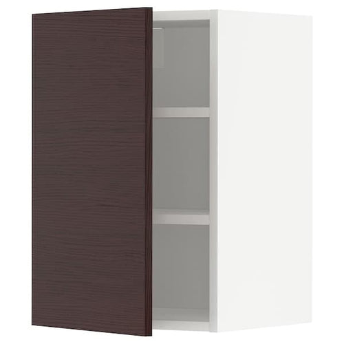 METOD - Wall cabinet with shelves, white Askersund/dark brown ash effect, 40x60 cm