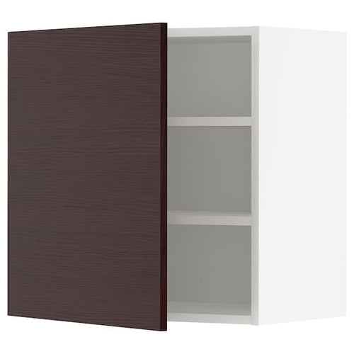 METOD - Wall cabinet with shelves, white Askersund/dark brown ash effect, 60x60 cm