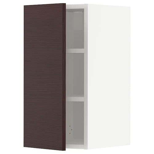 METOD - Wall cabinet with shelves, white Askersund/dark brown ash effect, 30x60 cm