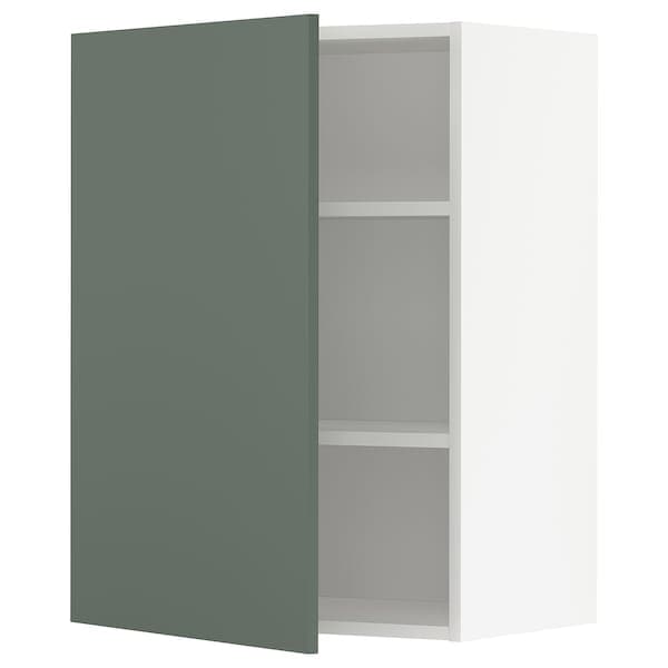 METOD - Wall cabinet with shelves, white/Bodarp grey-green, 60x80 cm