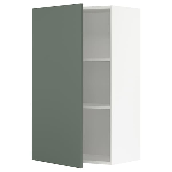 METOD - Wall cabinet with shelves, white/Bodarp grey-green