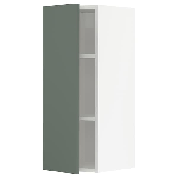 METOD - Wall cabinet with shelves, white/Bodarp grey-green, 30x80 cm - best price from Maltashopper.com 09462299
