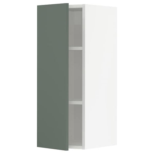 METOD - Wall cabinet with shelves, white/Bodarp grey-green, 30x80 cm