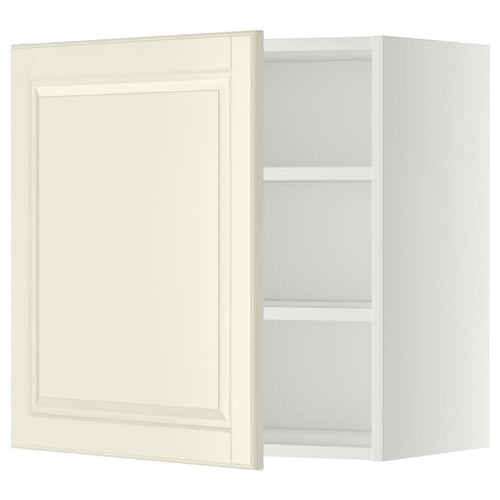 METOD wall cabinet with shelves, white/Bodbyn off-white, 60x60 cm