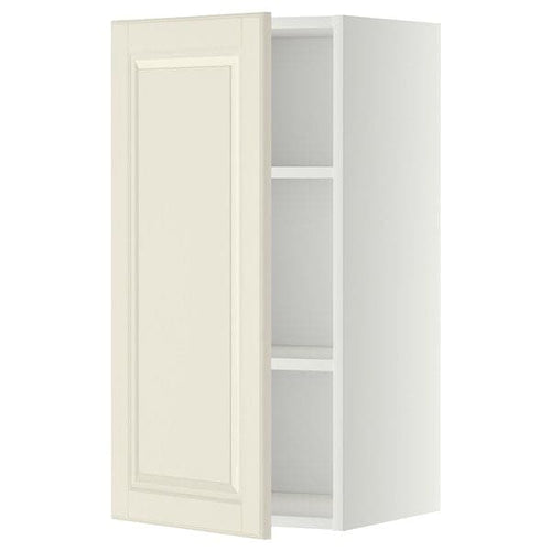 METOD wall cabinet with shelves, white/Bodbyn off-white, 40x80 cm