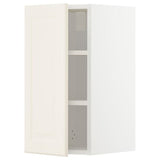 METOD wall cabinet with shelves, white/Bodbyn off-white, 30x60 cm