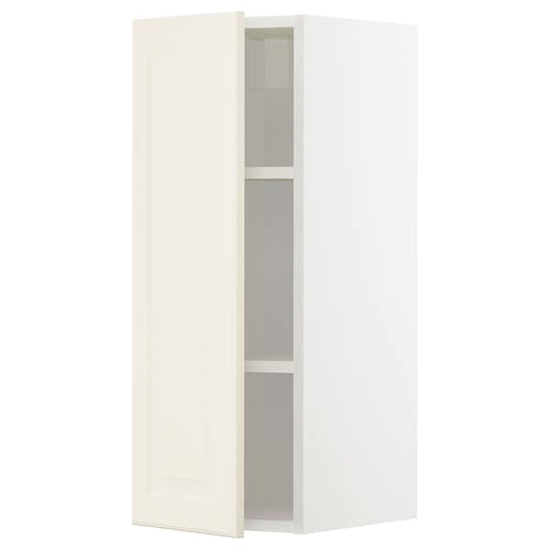 METOD - Wall cabinet with shelves, white/Bodbyn off-white, 30x80 cm