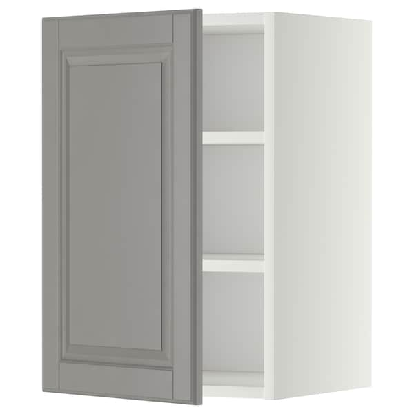 METOD - Wall cabinet with shelves, white/Bodbyn grey, 40x60 cm