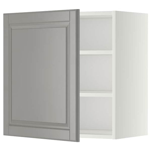 METOD - Wall cabinet with shelves, white/Bodbyn grey, 60x60 cm