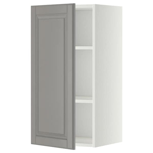 METOD - Wall cabinet with shelves, white/Bodbyn grey, 40x80 cm
