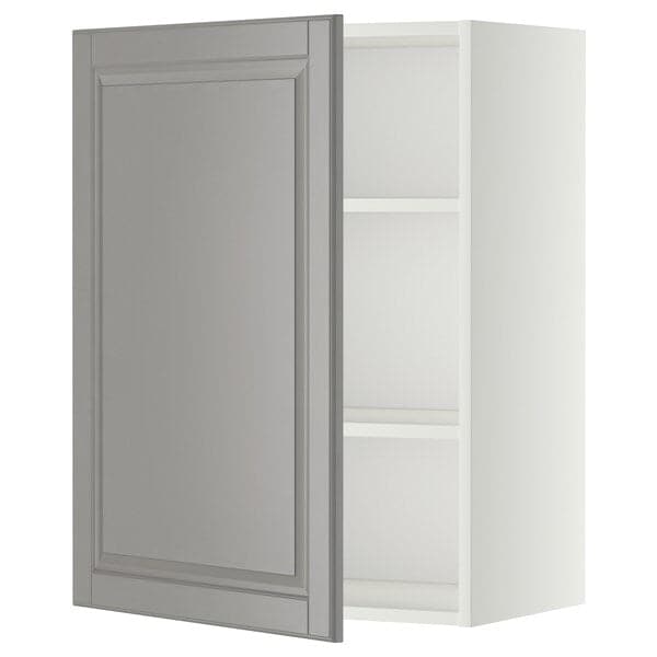 METOD - Wall cabinet with shelves, white/Bodbyn grey, 60x80 cm - best price from Maltashopper.com 49457154