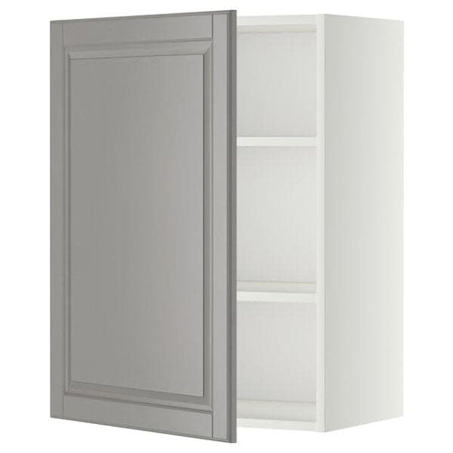 METOD - Wall cabinet with shelves, white/Bodbyn grey, 60x80 cm