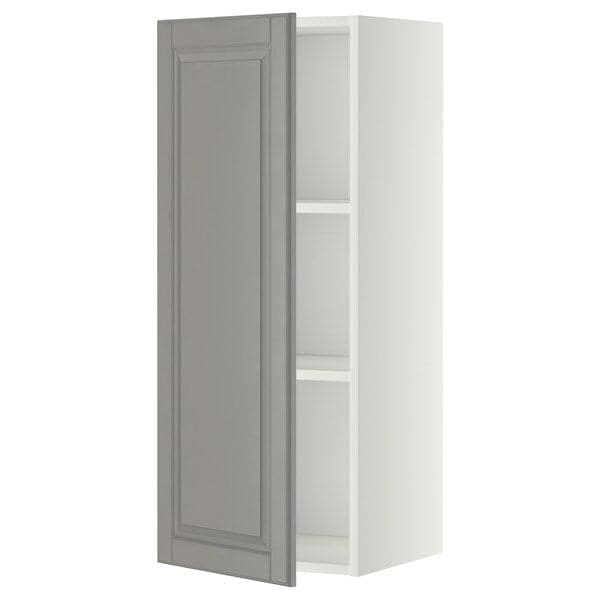 METOD - METOD Wall cabinet with shelves, white/Bodbyn grey, 40x100 cm