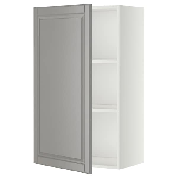 METOD - Wall cabinet with shelves, white/Bodbyn grey, 60x100 cm - best price from Maltashopper.com 29457678