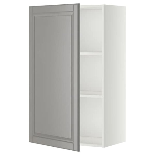METOD - Wall cabinet with shelves, white/Bodbyn grey, 60x100 cm