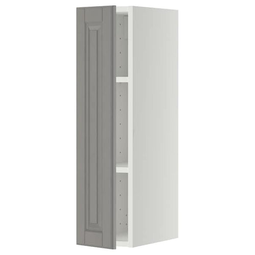 METOD wall cabinet with shelves, white/Bodbyn grey, 20x80 cm
