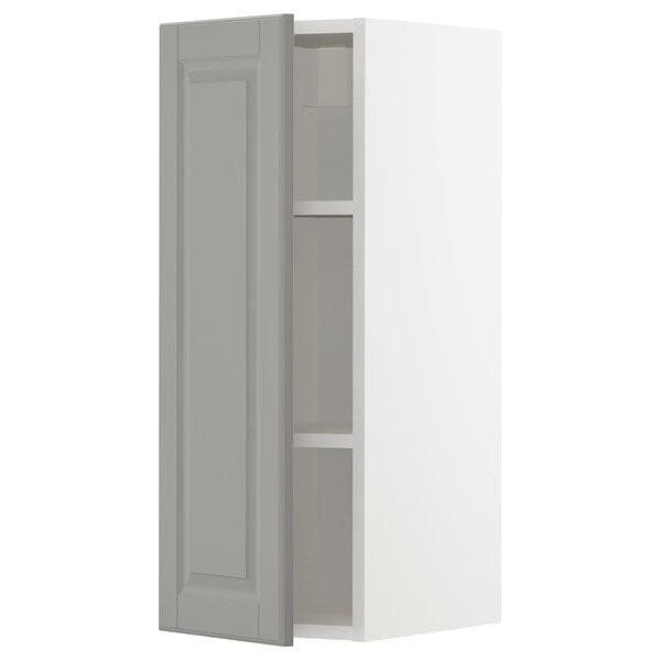 METOD - Wall cabinet with shelves, white/Bodbyn grey, 30x80 cm - best price from Maltashopper.com 59456173
