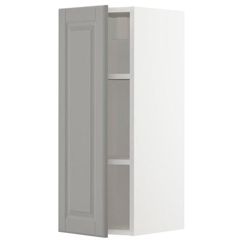 METOD - Wall cabinet with shelves, white/Bodbyn grey, 30x80 cm