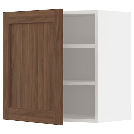 Ikea METOD - Wall cabinet with shelves, white Enköping/brown walnut effect, 60x60 cm