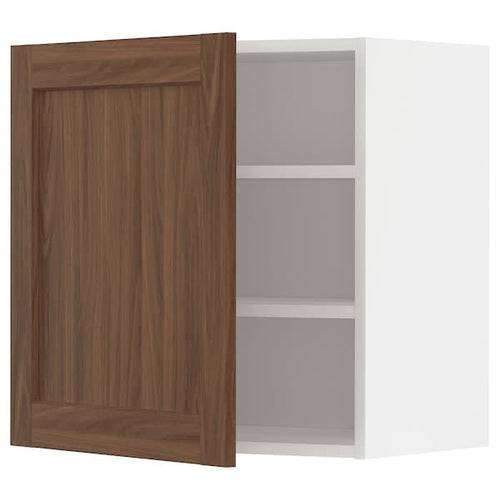 METOD - Wall cabinet with shelves, white Enköping/brown walnut effect, 60x60 cm