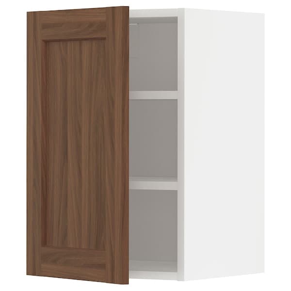 METOD - Wall cabinet with shelves, white Enköping/brown walnut effect, 40x60 cm