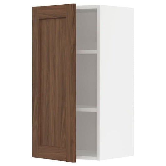 Ikea METOD - Wall cabinet with shelves, white Enköping/brown walnut effect, 40x80 cm